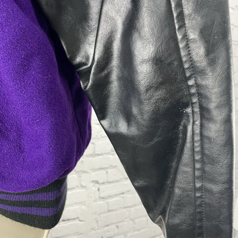 VTG Awards USA Purple Wool Snap Button Retro Varsity Band Jacket Size Medium M